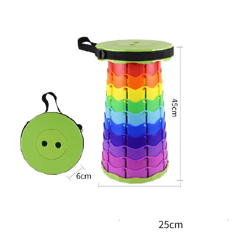 Fruit green rainbow Folding Adjustable Collapsible Lightweight Retractable Telescopic trong 500lbs Camping fishing Hiking Stool