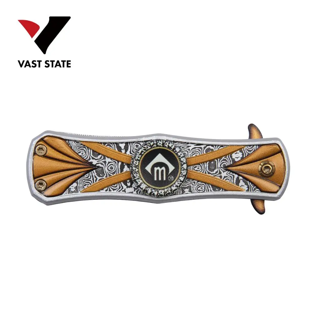 
Quick Opening Tactical Folding Blade Knife 440 Stainless Steel 3D Pattern Steel Aluminum Handle pocket hunting gyro knife 