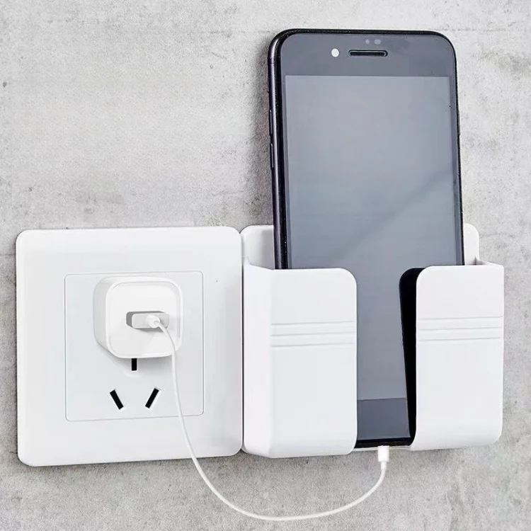 Cell Mobile Phone Accessories Mounted Storage Box Charger Hook Dock Remote Controls Plug Stand Holder Wall Mounted