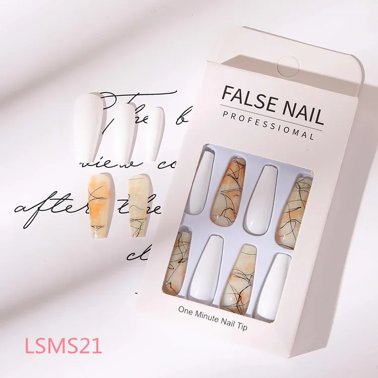 Full Cover Fingernails 24pcs/box False Nails Press On Nails Coffin Custom False Nails Artificial Fingernails