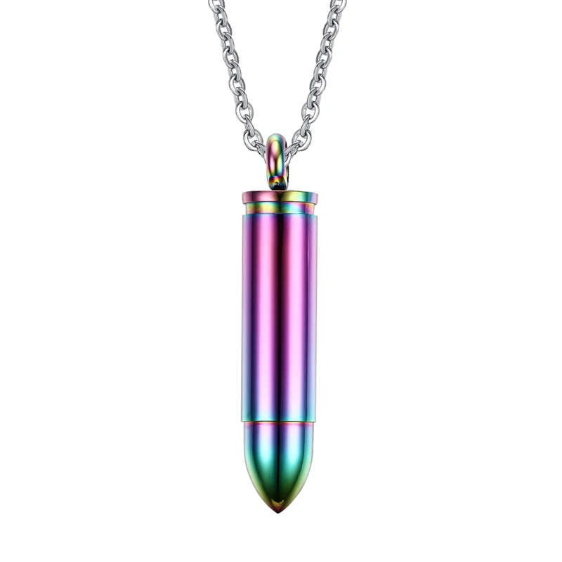 Stainless steel jewelry bullet pendant Rust steel men pendant necklace can be unscrewed to install a note