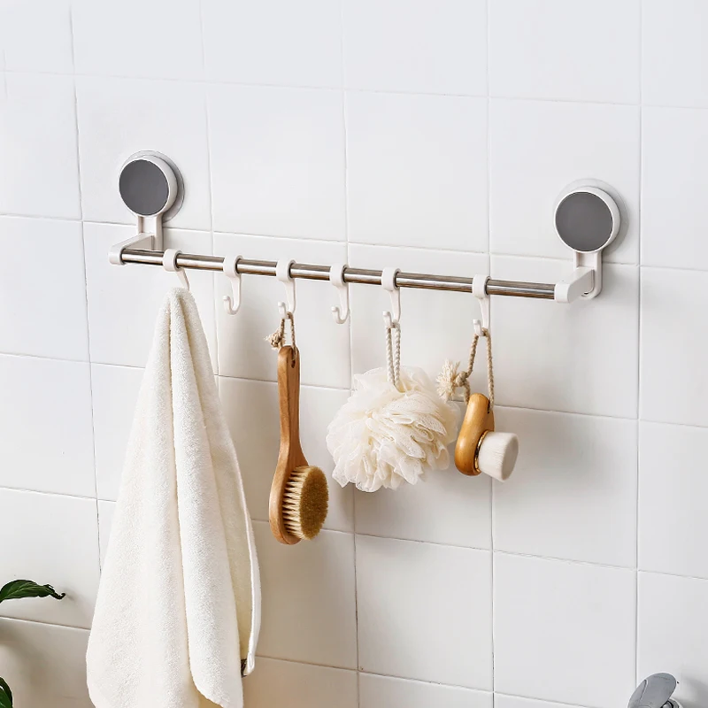 Wall-mounted foldable houseware accessories plastic towel rack holder self adhesive for bathroom and kitchen