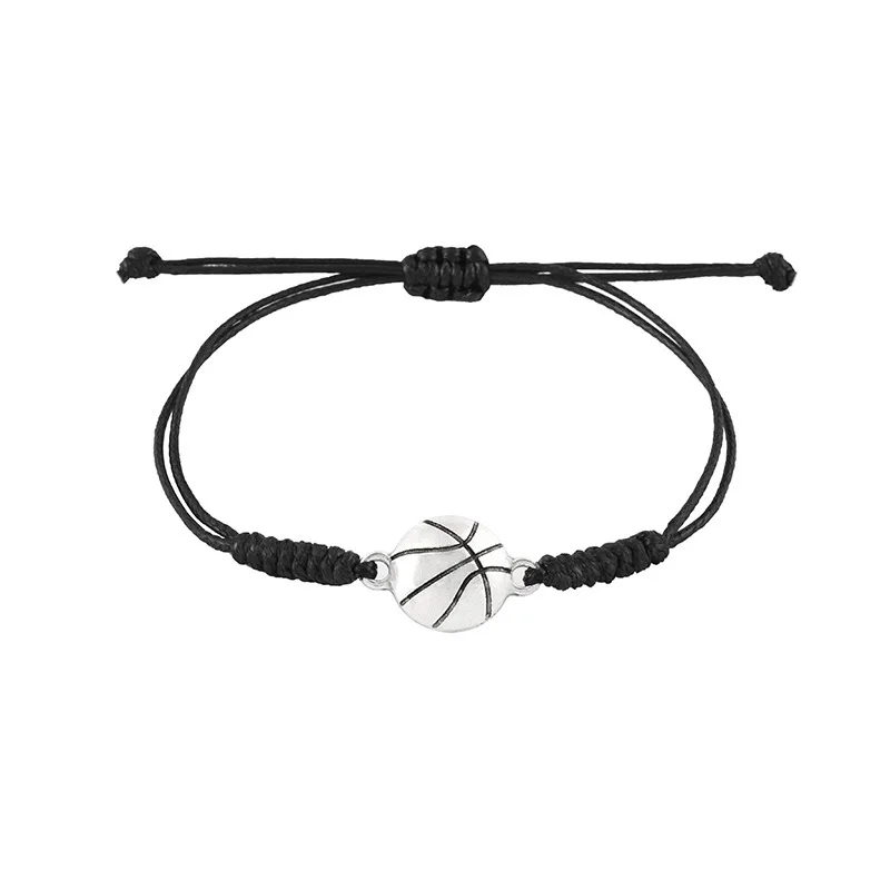 Hot Selling Hand-woven Wax Wire Bracelet Alloy Soccer Baseball Basketball Volleyball Rugby Pull Hand Rope Women