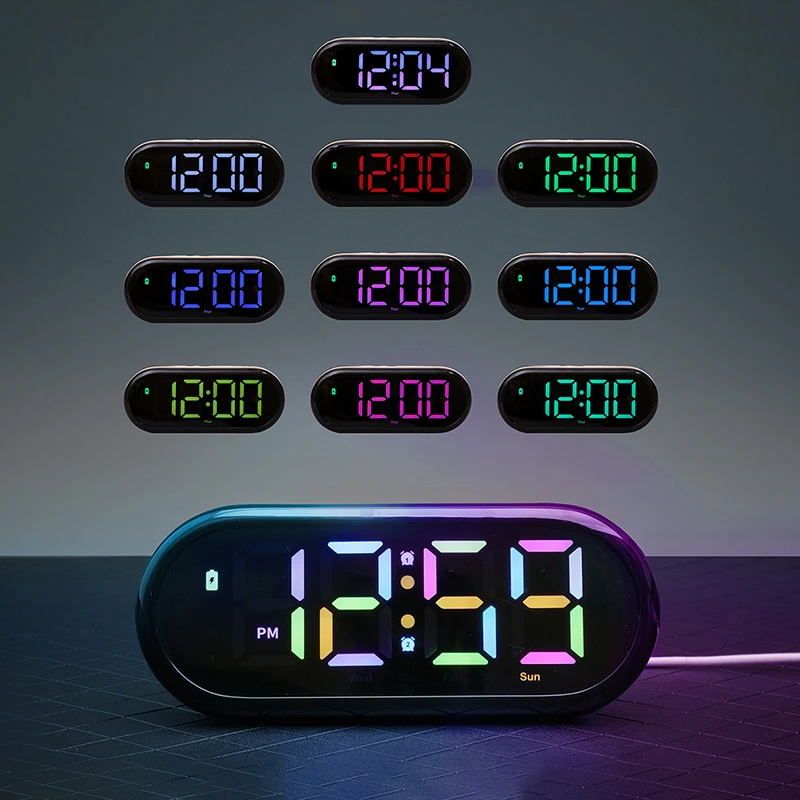 Распродажа разноцветные настольные часы RGB светодиодный Умный Цифровой Будильник для детей тренажер сна