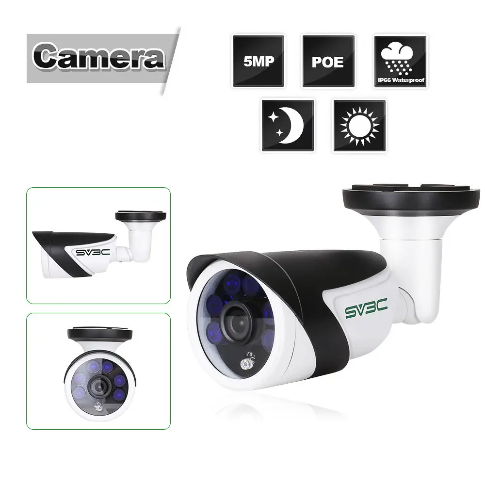 SV3C 5 Megapixel H.265+ Camera 16 Channel Security Camera System NVR POE