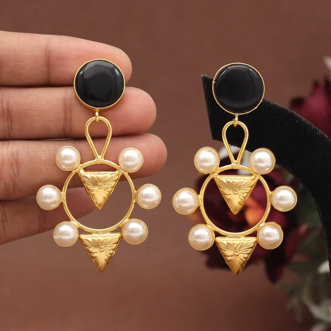 Indian Designer Artificial Druzy Stone Amrapali Beautiful Earrings in wholesale price collection for women and girls 2024
