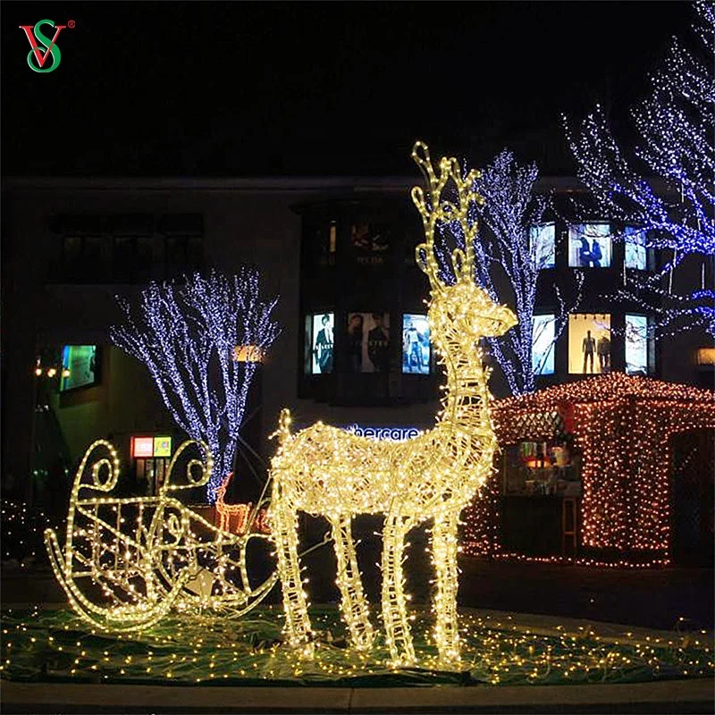 Рождественское украшение уличная светодиодная 3D лошадь скульптура животного веревка для торгового центра