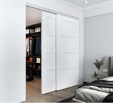 72 Inch Aluminum Track Interior Bypassing Sliding Wooden Door System for Closet