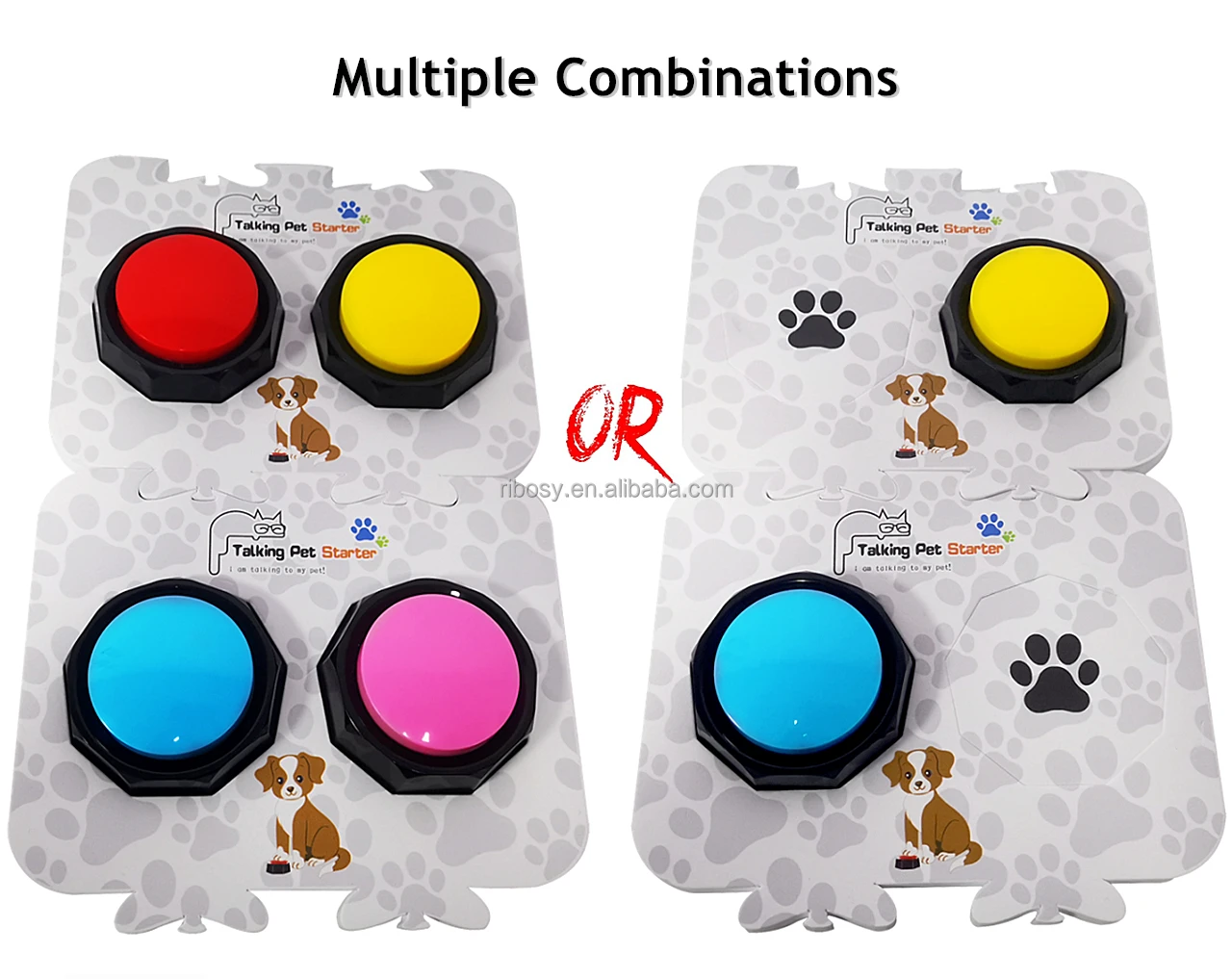 Promotional Gift Wholesale price recordable sound buttons DIY favorite button for dog training ( box of 4 buttons )