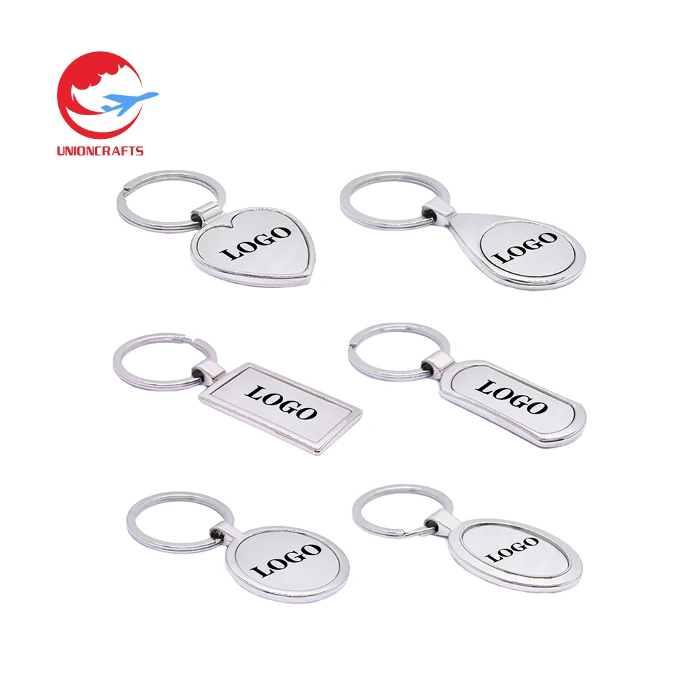 Wholesale laser engraving logo business gift keychains souvenir key chain metal rotating blank keychains for vehicles