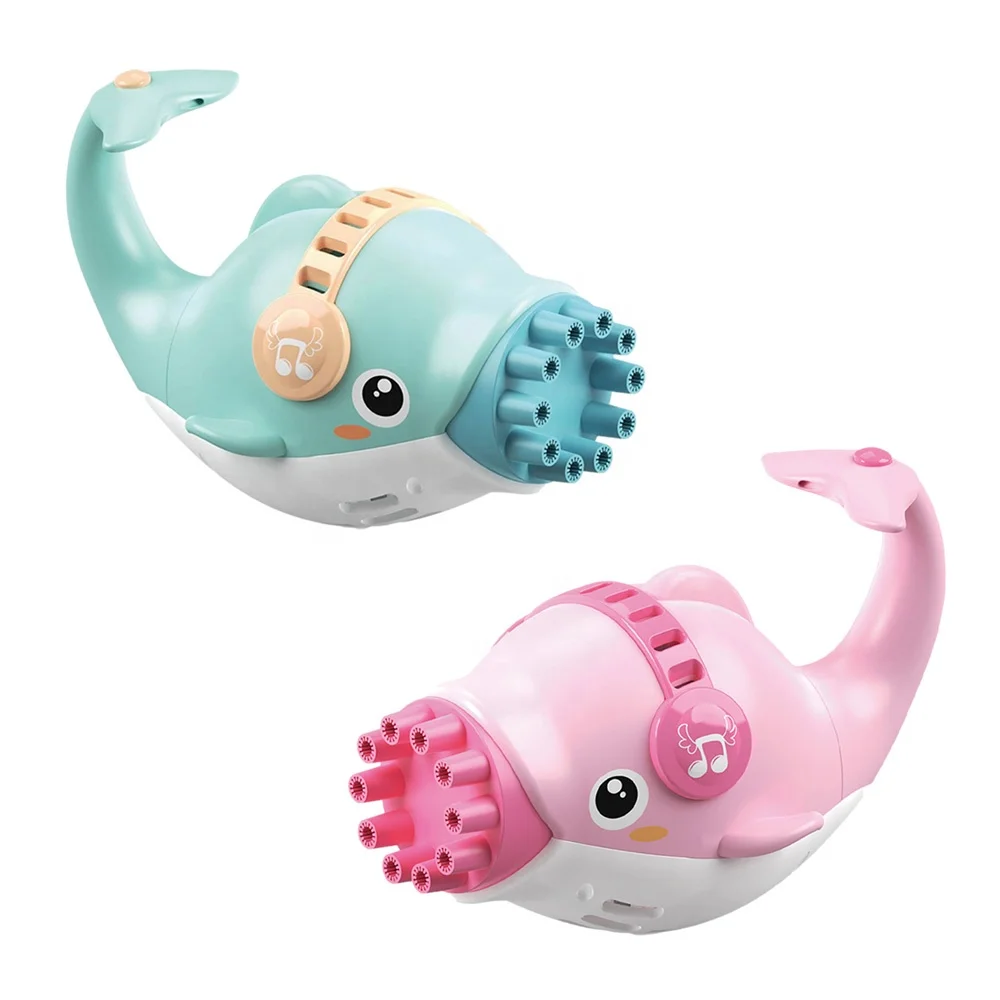 Hot selling automatic bubble machine electric toy dolphin Gatling bubble gun 10 holes bubble maker toy for kids summer outdoor
