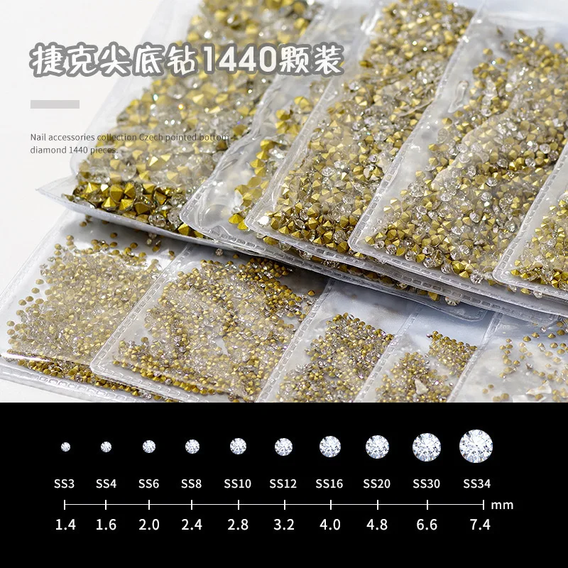 Factory Wholesale SS18 Pointback Crystal Rhinestone Nail Art DIY Decoration Materials