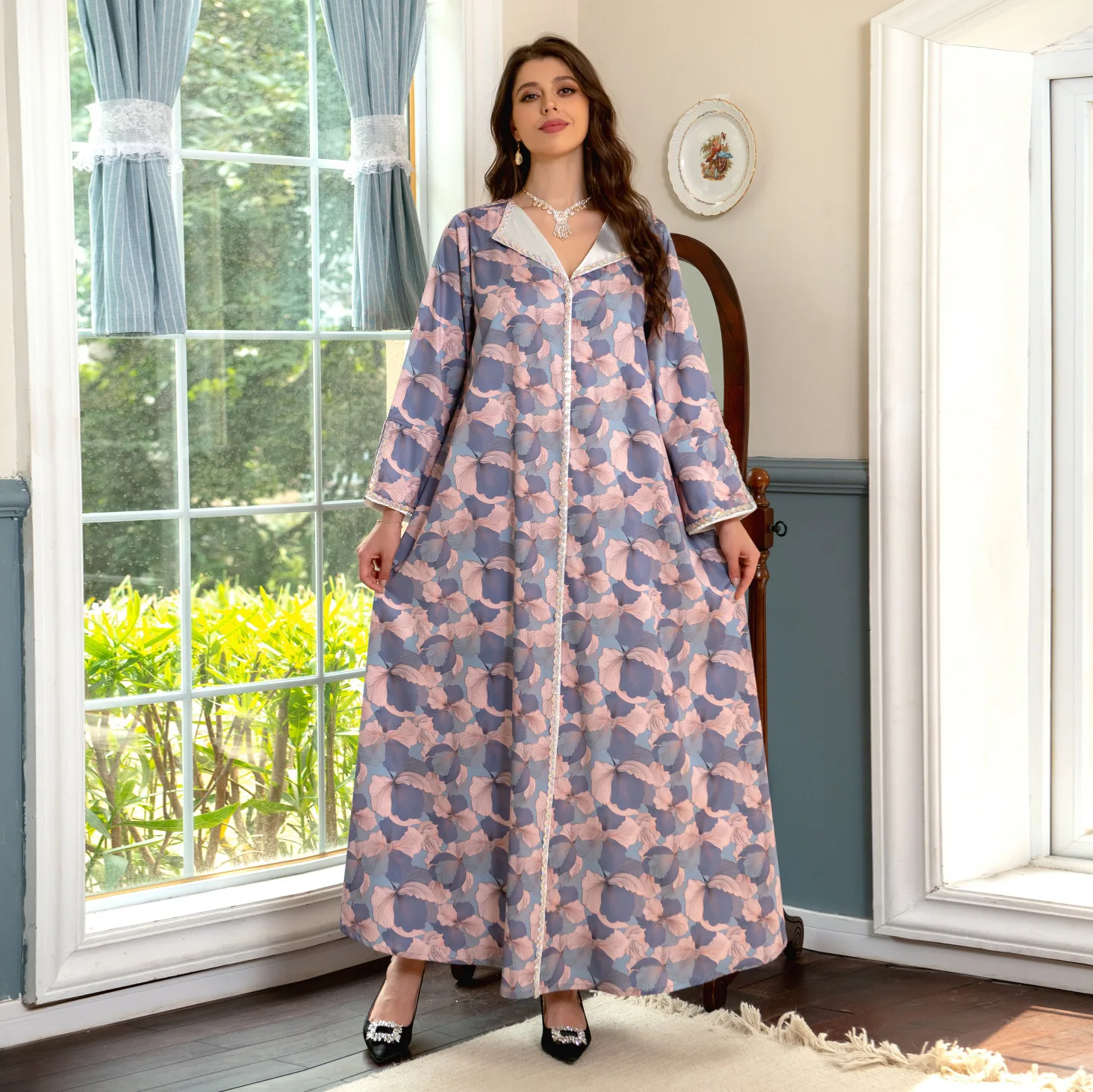 Y AB299 2023 traditional muslim clothing Summer new pattern Arab Middle East robe twist colorful crystals dress