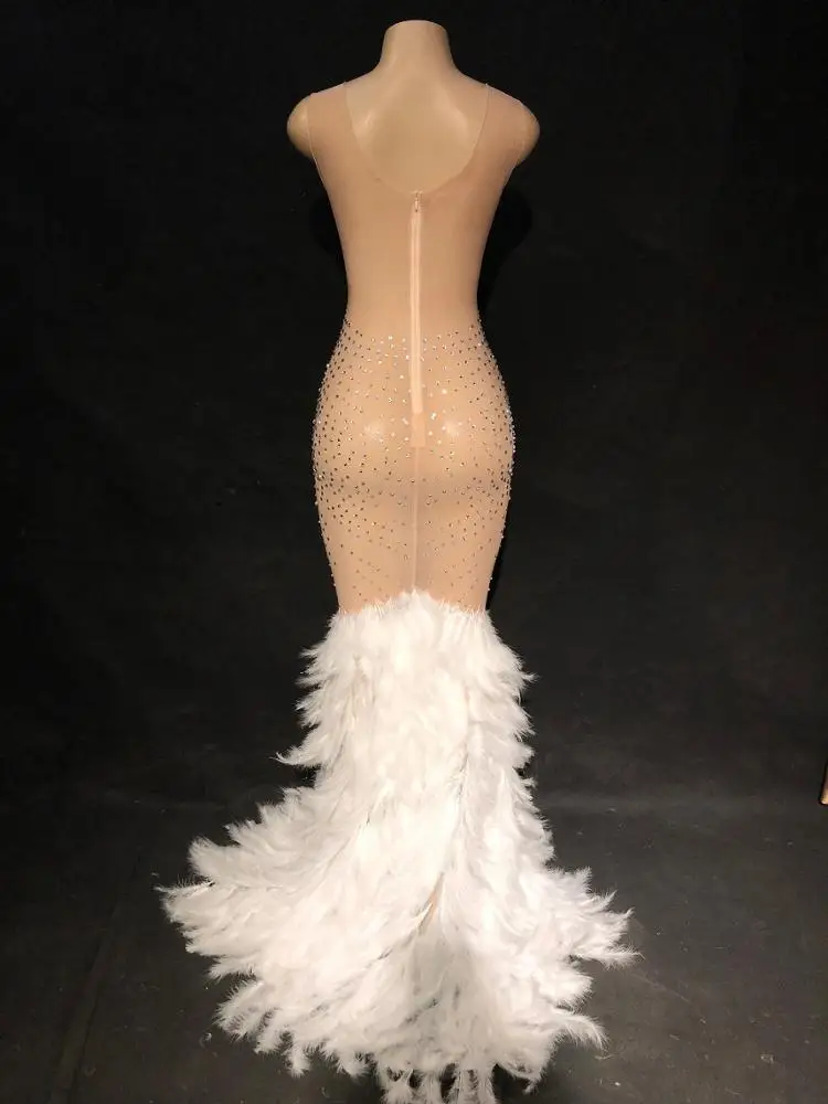 
Fashion Women Sexy See Through Mesh Rhinestone Bodycon V Neck Ladies Dance Auto Show Elega Slim Club Party Formal Evening Dress 