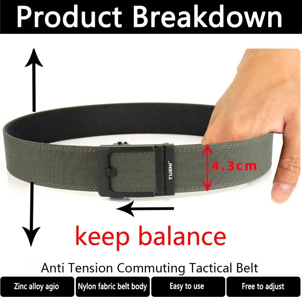 wholesale Custom 1.5 inch Thickened 1100D Nylon Automatic Track Men hard Tactical Belt Ratchet Gun Belt Suitable for outdoor us