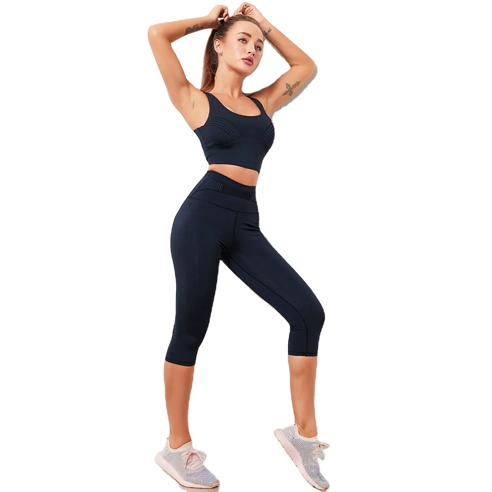 
2021 Wholesale one strap sports bra yoga set size pants and bras womens yoga set fitness sport bra woman wear yoga top 