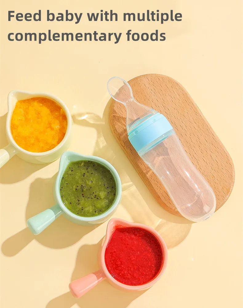 2023 Hot sales Factory cheap price Soft flexible squeeze babi bottle spoon silicone baby products feeder spoon bottle