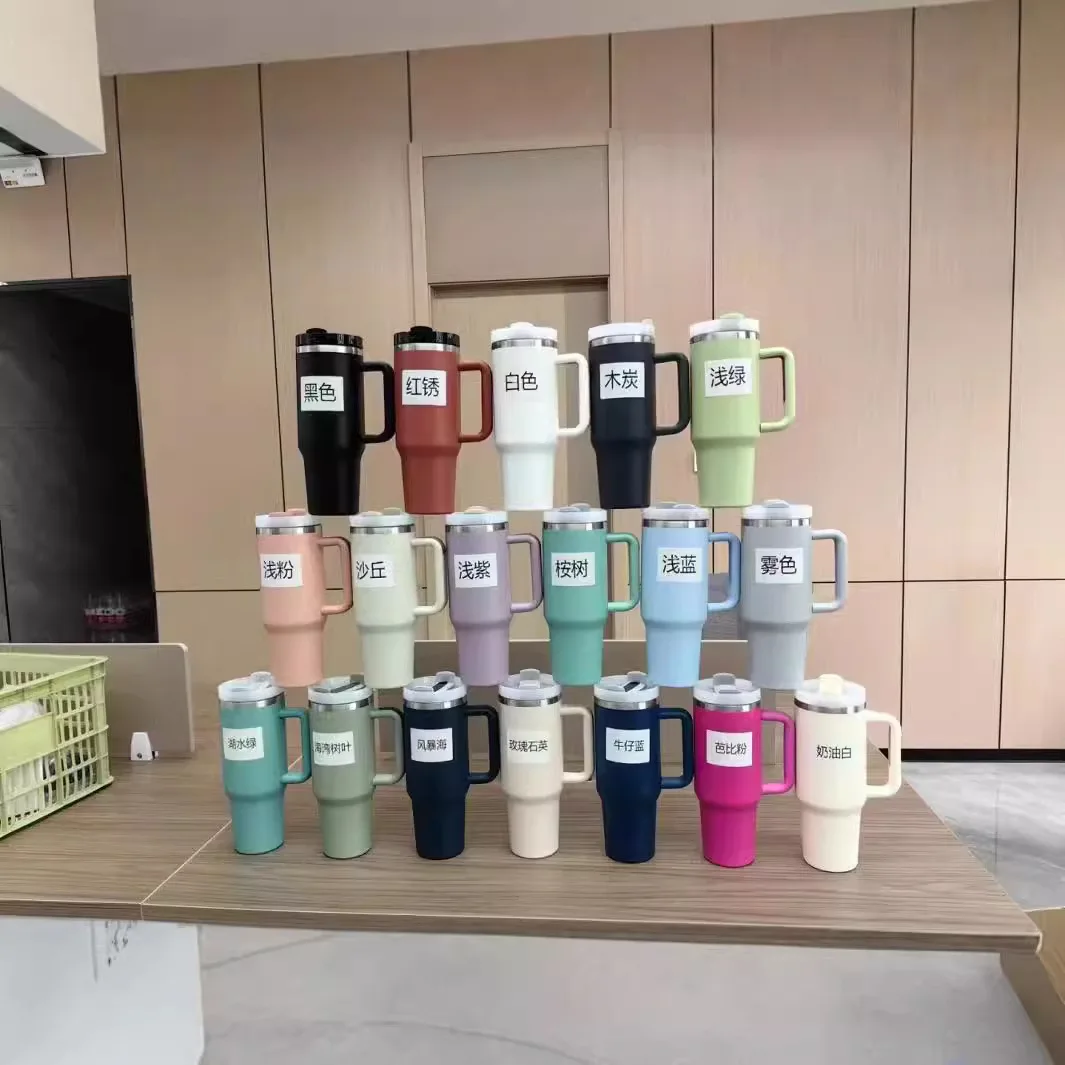 40oz Stainless Steel Cup with Lid for Travel and Outdoor Use Water Coffee Thermos 40oz Tumbler with Handle