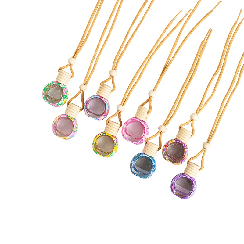 Factory Price Lovely Design Tyre Shape Clear Bottle Wholesale 8ml Polymer Clay Decorated Car Fragrance Bottle