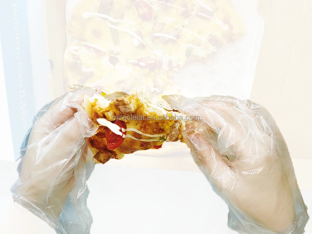 2PCS Disposable Food Grade China Independent Plastic Gloves Single Packing Pe Glove Individually