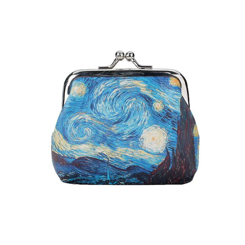 Factory Wholesale Artist Handbags Wallet With Buckle Closure Mini Oil Painting Purse