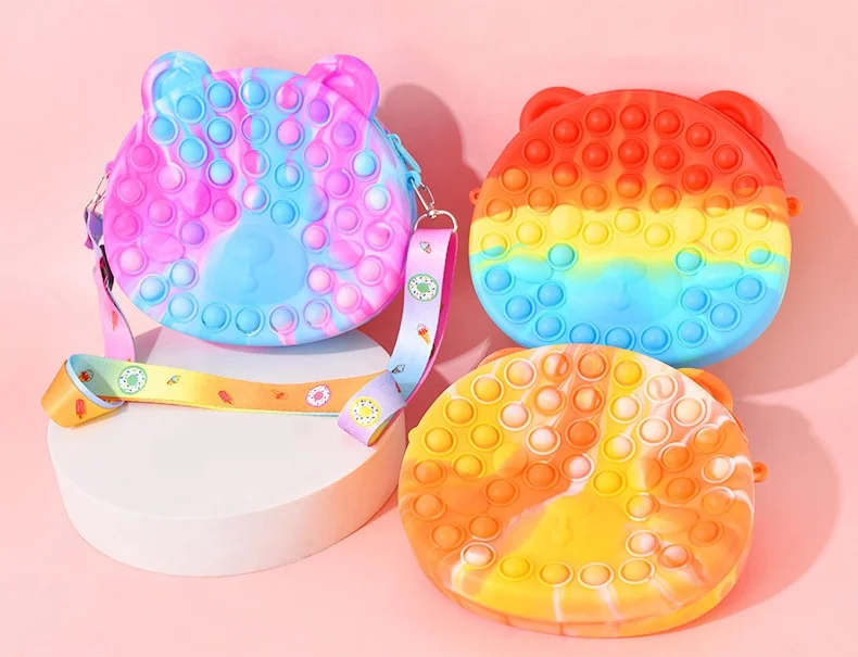 Лидер продаж Amazon силиконовые сумки через плечо Пузырьковые игрушки Micky дизайнерский подарок для девочек популярные детские кошельки