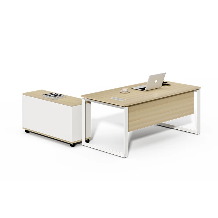 High End Mdf Wooden 1600 mm Ceo Office Executive Table With Side Cabinet