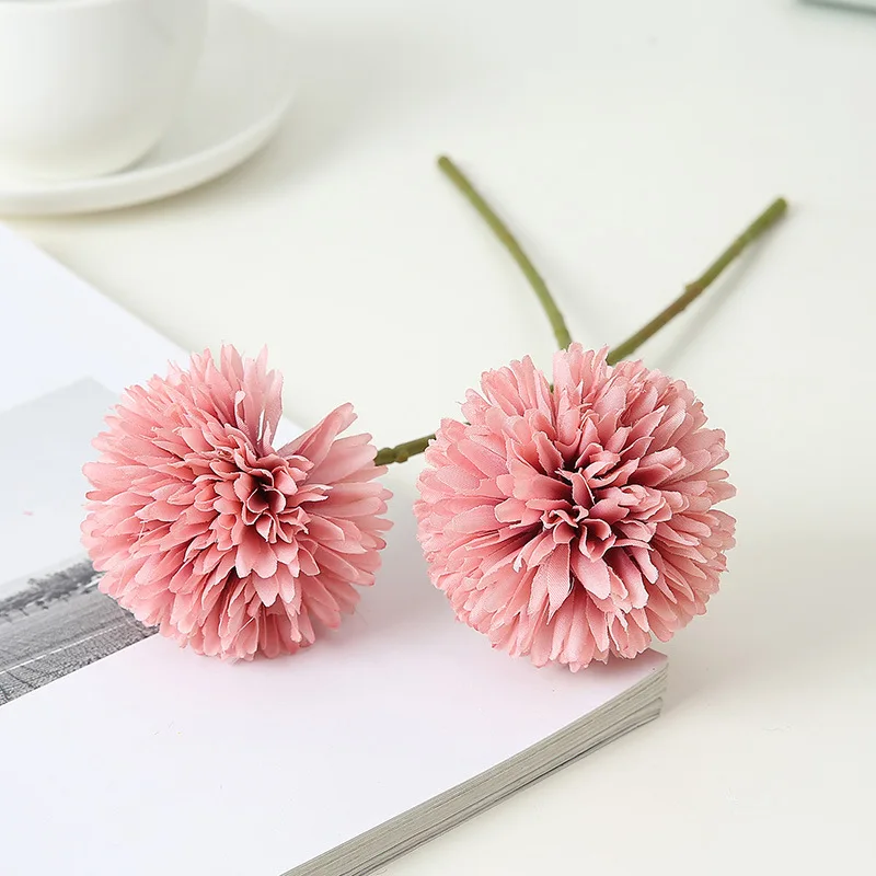 
Artificial Small Ball Chrysanthemum Dandelion Table Tennis Chrysanthemum Potted Flower Wedding Decoration Wholesale 