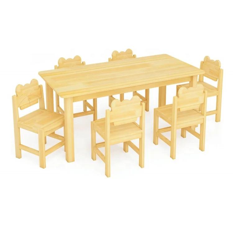 Preschool classroom table and chair wooden blocks table table with chair set for kids