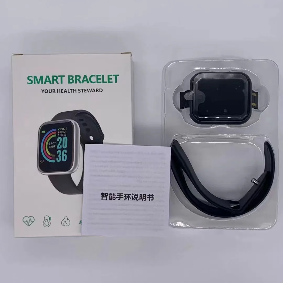 2022 New Y68 smart band D20 Smart Watch Band With IP67 Waterproof Blood Oxygen Step Counting Smartwatch