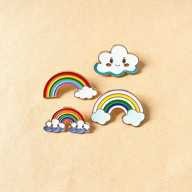 Lovely Rainbow Clouds shaped Brooches Clothing Lapel Pin Badge Weather Jewelry Gift For Kids Girls