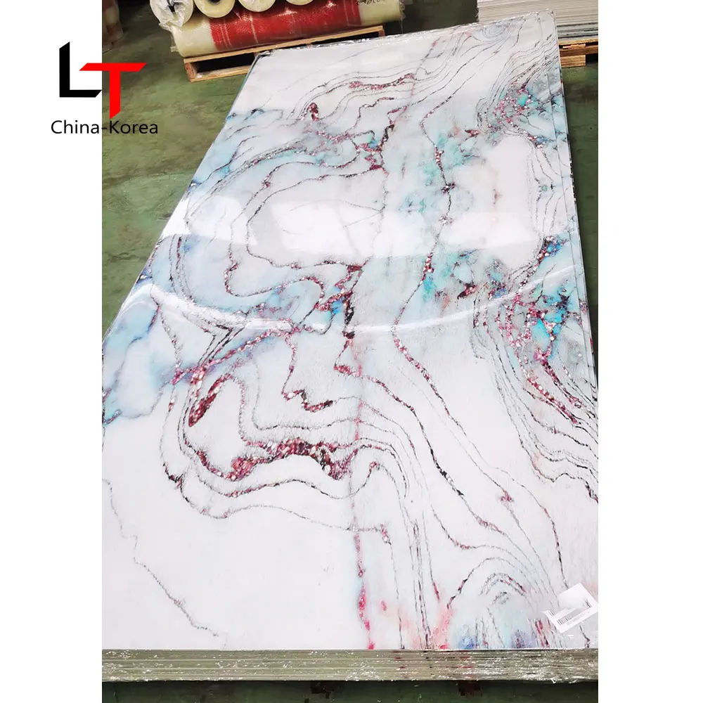Longtime High Quality High Glossy Bright Color Flexible Wall Decorative Board UV PVC Marble Sheet