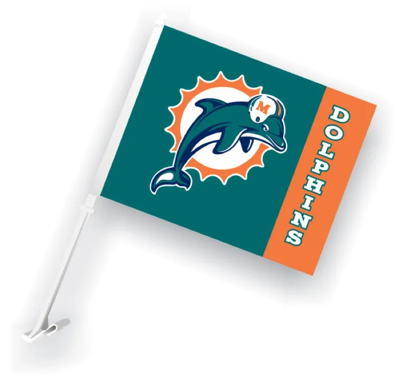 100% Polyester Miami Dolphins Digital Printed Car Flag Banner New