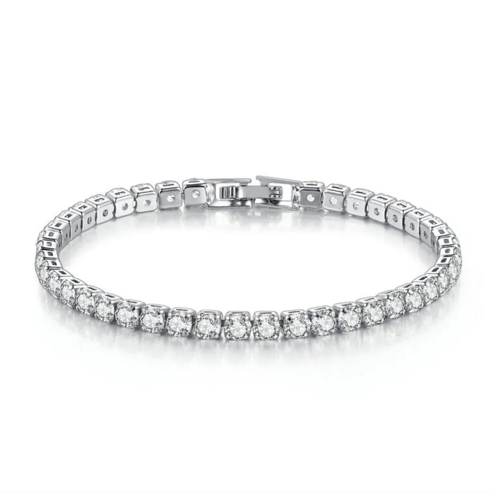 Hip Hop CZ Tennis Bracelet Silver Gold Rose Gold Plated Iced Out Cubic Zircon Ankle Bracelet for Women