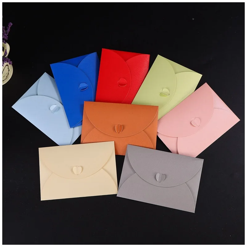 Wholesale love button pearl paper envelope thickened postcard envelope Romantic letter invitation letter business envelope