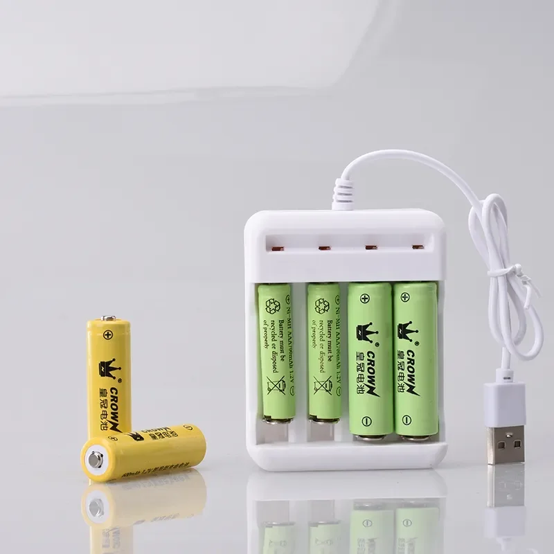 Universal USB Plug Fast Battery Charger for AA AAA Rechargeable Batteries 4 or 3 Slots