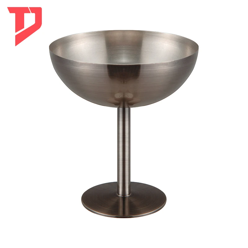 Antique Metal Copper Stainless Steel Wine Cocktail Glasses Champagne Cups Martini Glass