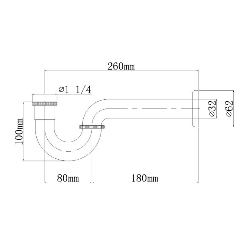 Tube Drain P-Trap Pipe Basin Sink Waste Kit with Reducing Washer