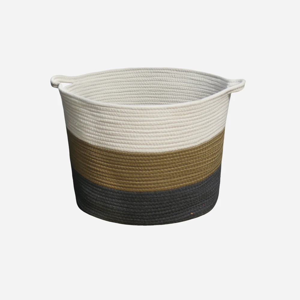 
Woven portable storage basket foldable household decorative cotton rope basket natural storage basket 