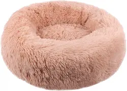 Solid Print Breathable Durable Fluffy Comfort Round Soft Faux Fur Washable Plush Custom Non Slip Calming Waterproof Dog Bed