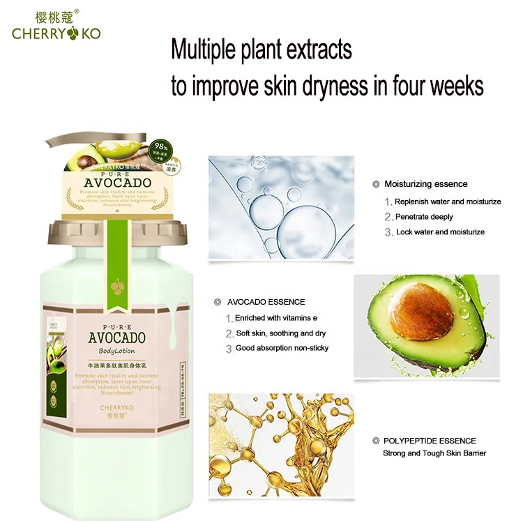 
Hot Selling Avocado Extract Natural Body Lotion Moisturizing Shea Butter Body Lotion Cream 