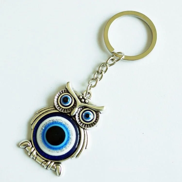 Turkish blue eye key ring alloy owl pendant key ring
