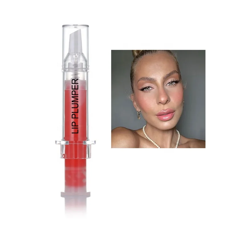 Tantalizing Sexy Lip Spicy Fruit Hyaluronic Acid Syringe Lip Plumper Gloss Private Label