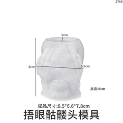 M4343 Skull Pen Holder Mold Storage Box Halloween Gypsum Decoration Silicone Mold