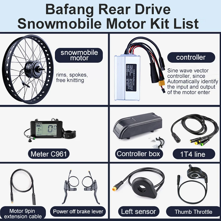 High Quality E-bike 48v 500w  750w 1000w Bafang Rear hub Drive Motor conversion kit for Fat Tire Electric Bike