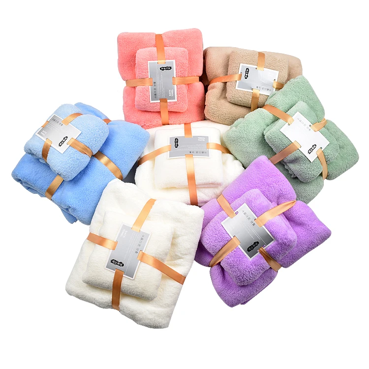 coral velvet quick dry soft customized Bath towel sets for adults and children wholesale home microfiber towel