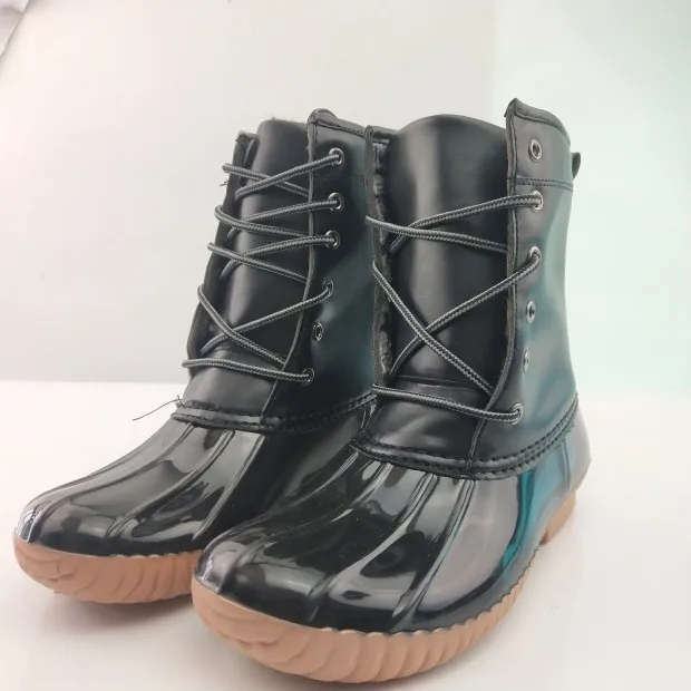 Free Shipping High Quality Plush Martin Boots Warm Fur Ankle Zipper Duck Rain Boot Waterproof Non Slip Shoes Duck Hunting Boots