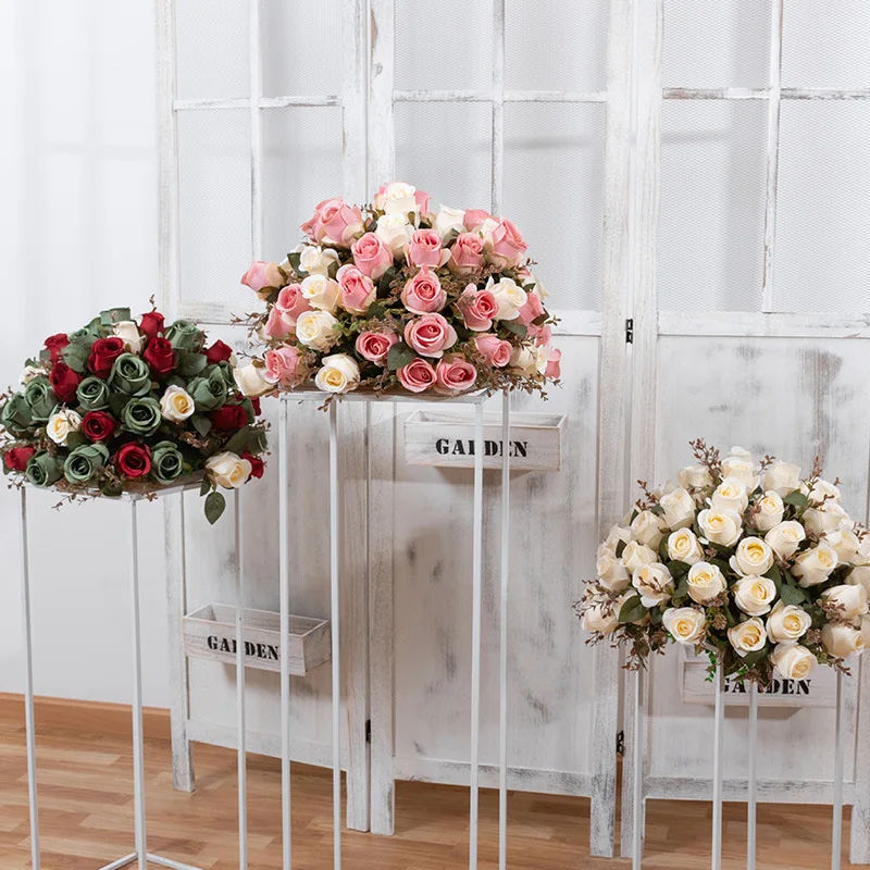 EG-SM0591 Decoration Floral Arrangement Table Center Piece Decoration Rose Artificial Flower Ball Wedding Centerpiece