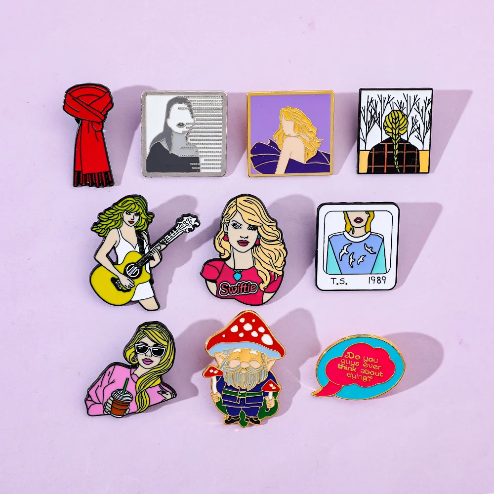 New musical element alloy brooch Female singer album guitar Metal badge accessories Fashion clothing accessories pins