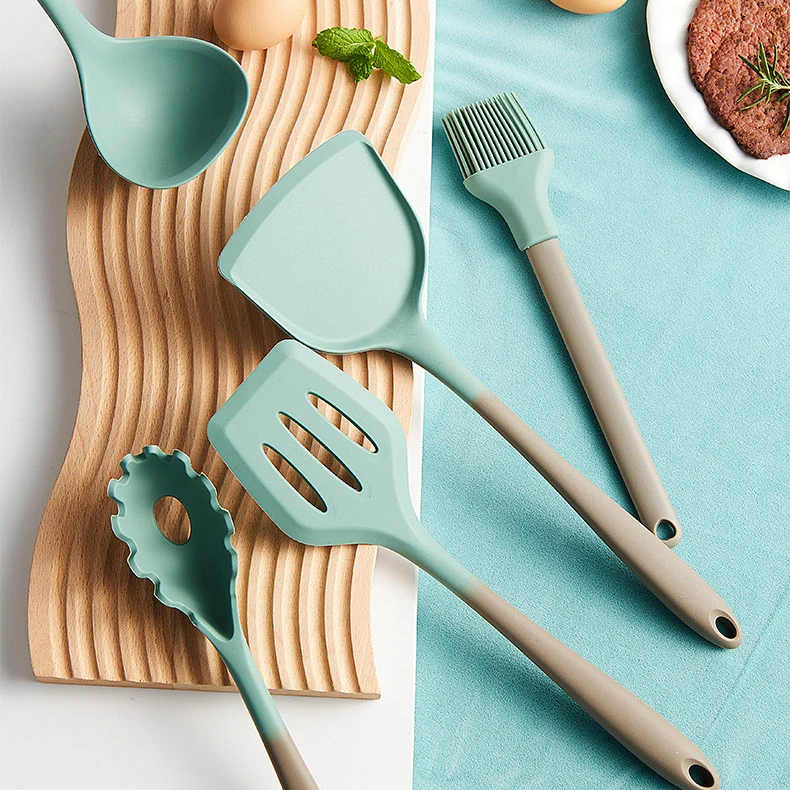 Kingwise Utensils Manufacturers Non stick Heat Resistant Kitchenware Nordic 9 PCS Kitchen Silicone Cooking Utensil Set